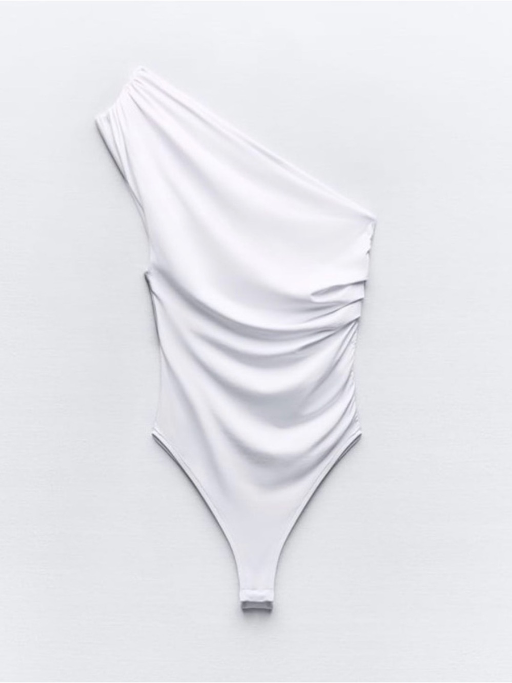 ZARA Asymmetrical One Shoulder White Bodysuit- Size M NWOT